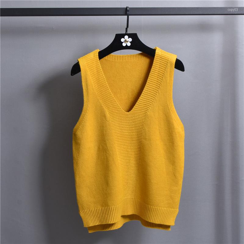 

Women's Vests Sweater Vest Women 2022 Autumn Brief Brand Sleeveless Knit Deep V Neck Knitwear Solid Color Knitted Tops Pullovers, Black
