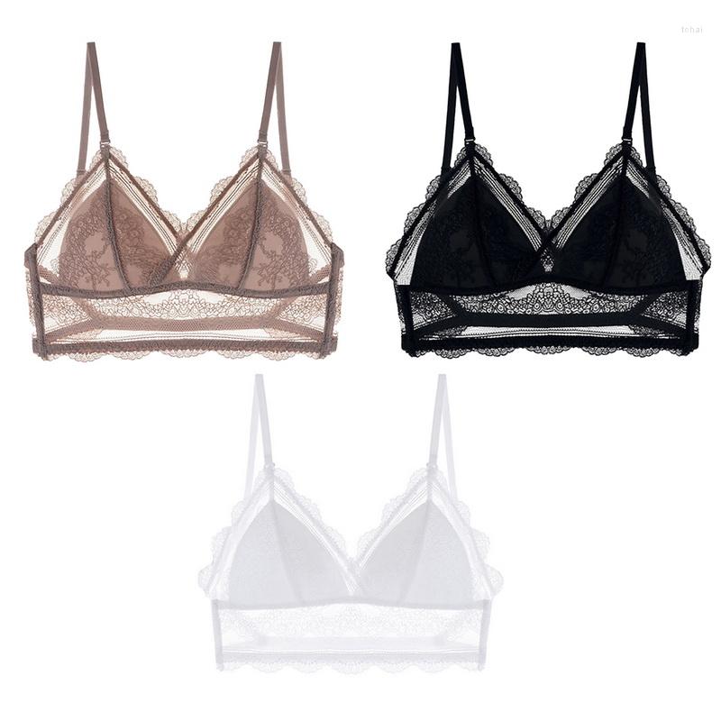 

Bras 2022 Lace For Women Sexy Lingerie Beauty Back Deep V Bralette Wire Free Thin Underwear Push Up Bra Female Brassiere, White
