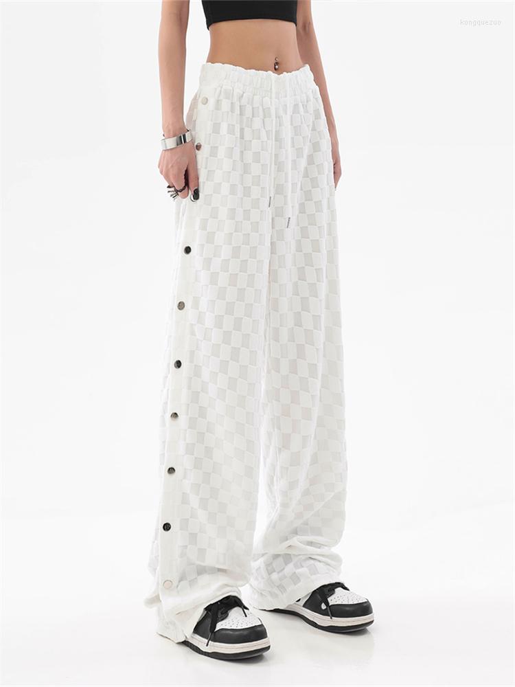 

Women' Pants Woman Streetwear Autumn Korean Style Loose Joggers Women Sweatpants Plaid High Waist Casual Fashion Trousers, Black