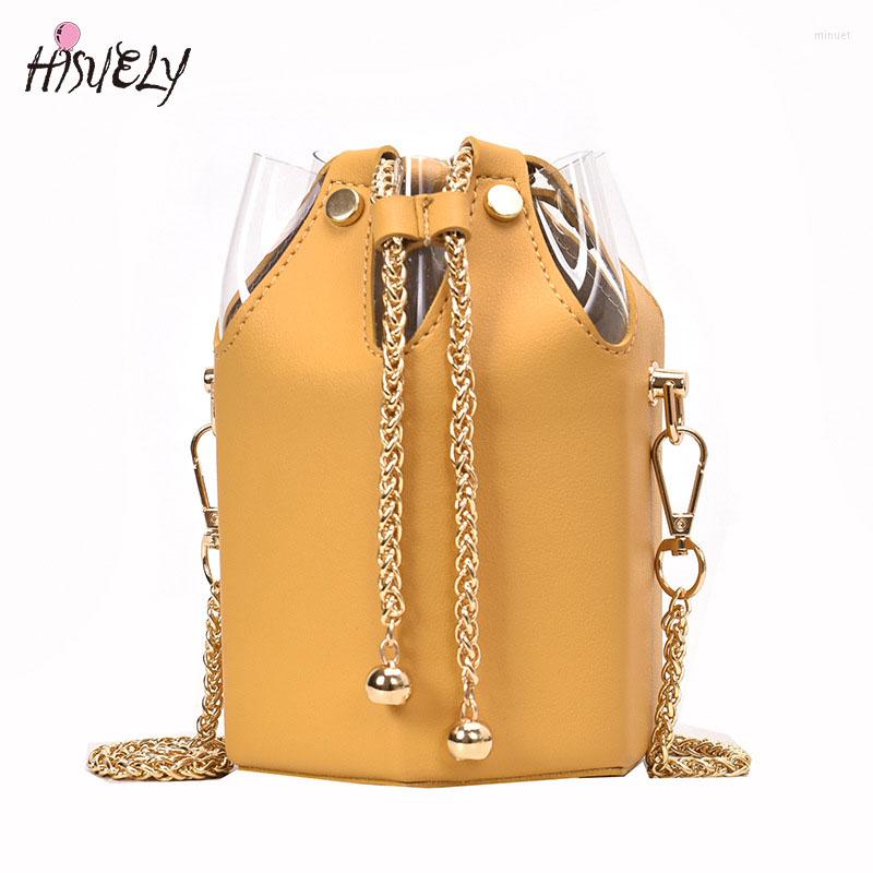 

Evening Bags Women Bag Bucket PU Leather Shoulder Chain Designer Ladies Crossbody Messenger Purse, White
