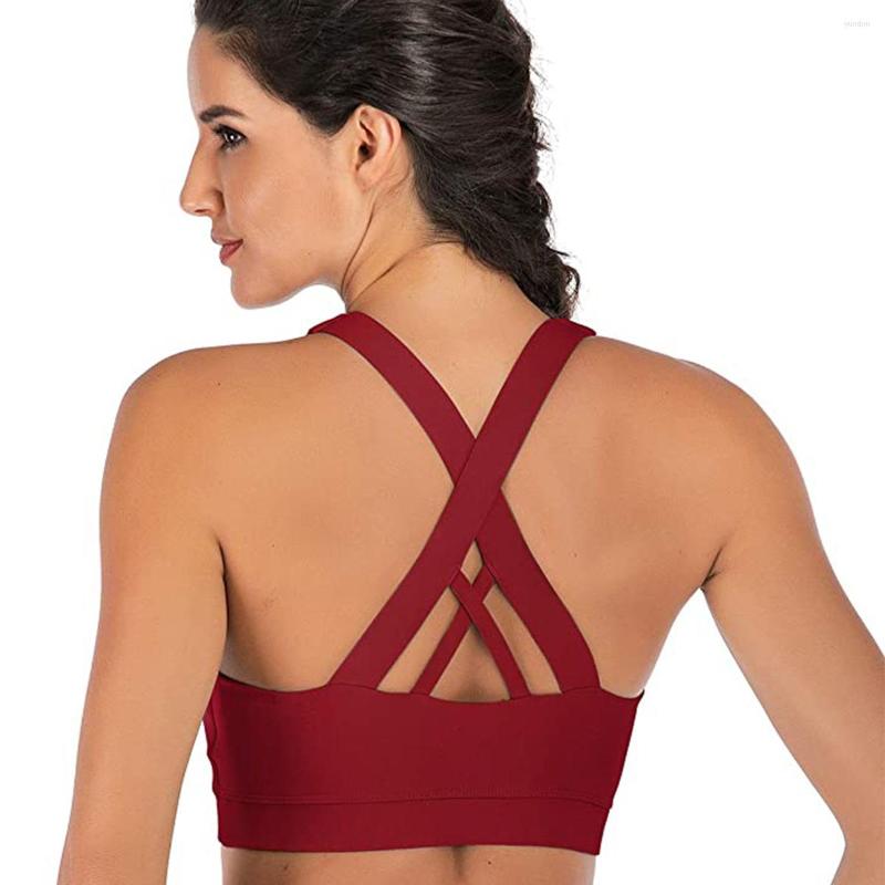 

Yoga Outfit Padded Push Up Sports Bra Triangle Hollow Out Removable Cup No Rims Wear For Women Gym Workout, Black