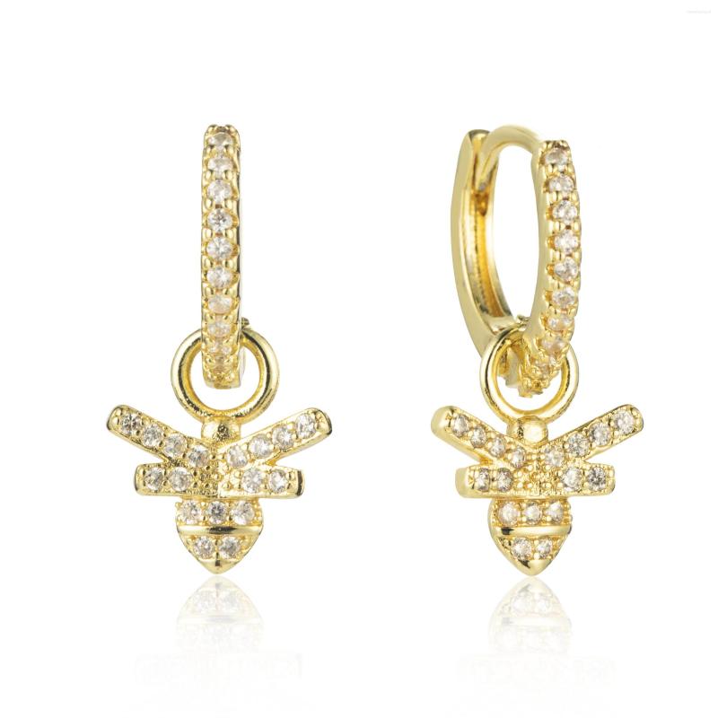 

Hoop Earrings SIPENGJEL Fashion Pave Zircon Bee Pendant Romantic Creative Insect For Women Jewelry Party Gift