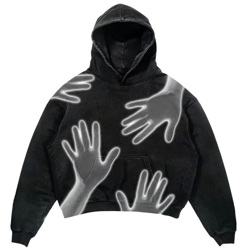 

Mens Hoodies Sweatshirts Y2K Harajuku High Street Goth Punk Palm print Hoodie for Men American Oversized Streetwear casual baggy sweatshirt 221008