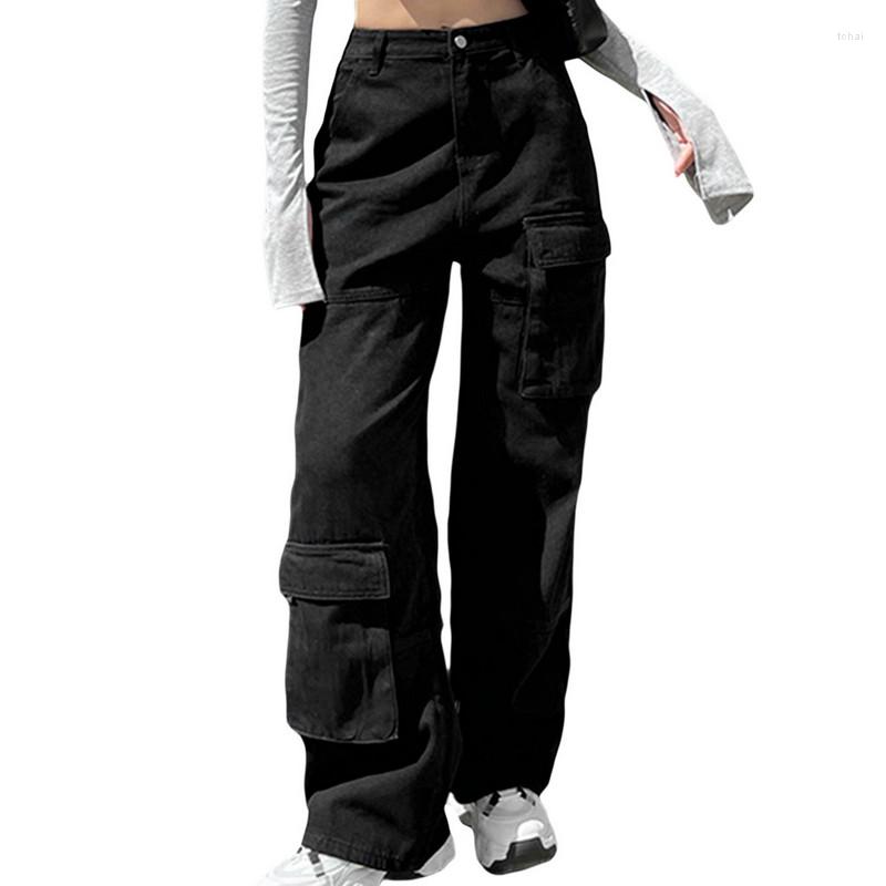 

Women' Pants Cargo Y2k Clothes For Women Loose-Fit Wide Leg Low-Waist Basic Solid Color Grunge Vintage, Picture shown