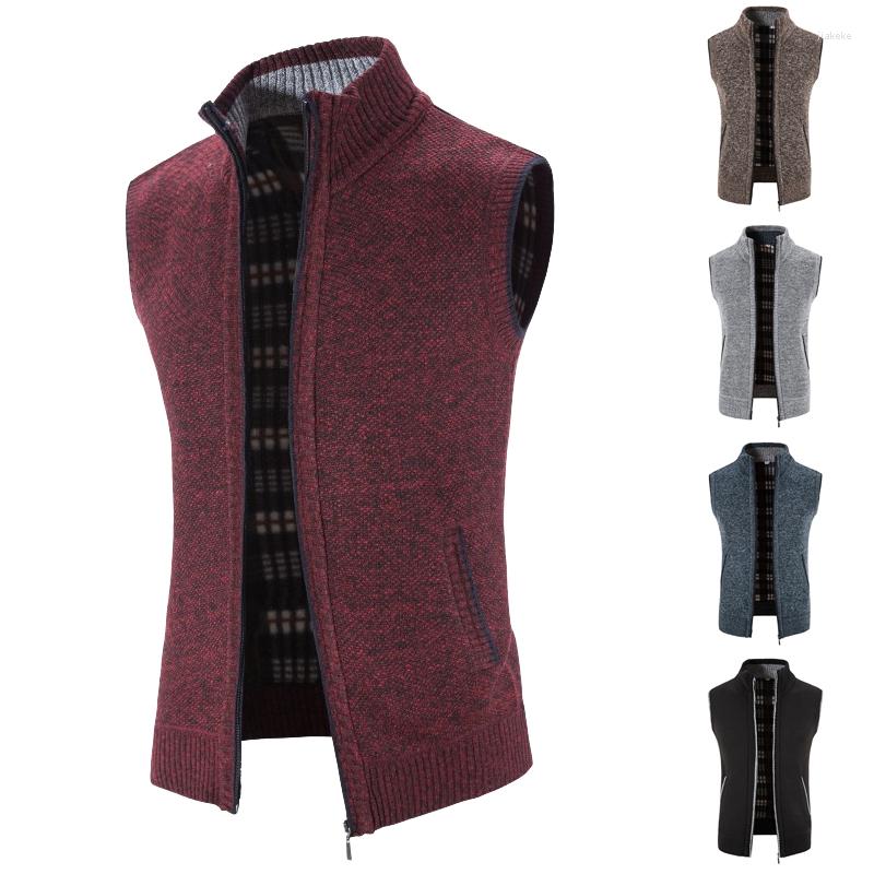 

Men's Sweaters 2022 Fashion Jackets Sleeveless Solid Color Stand Collar Zipper Comfortable Breathable Outdoor Daily Cardigan, Red