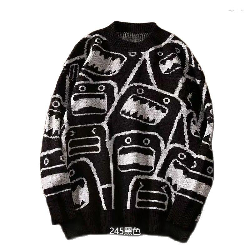 

Men's Sweaters Men's Autumn/Winter Hong Kong INS Cartoon Korean Students Loose Crew-Neck Knit Casual, 198white