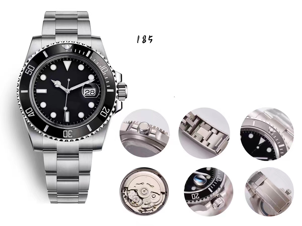 

Men's automatic mechanical watch Black ceramic panel 40mm silver case Japanese movement sports factory Montre de Luxe116610LN with luminous sapphire fashion watch