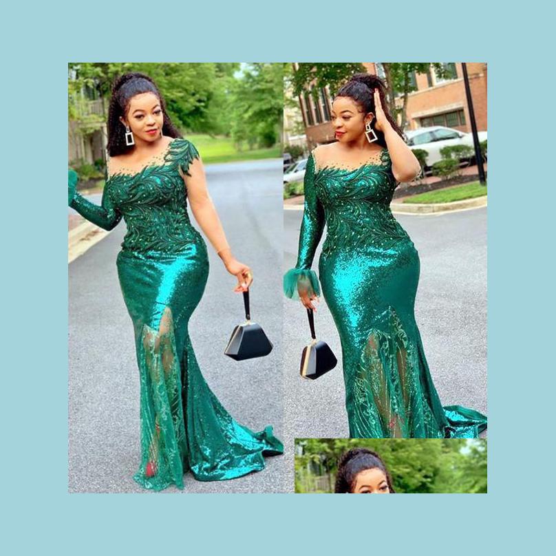 

Prom Dresses Plus Size Arabic Aso Ebi Green Mermaid Sequined Prom Dresses Lace Beaded Sheer Neck Evening Formal Party Se Bridegroomdh Dhsmf, Daffodil
