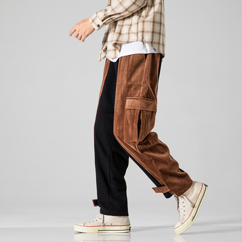 

Men's Pants Man Casual Harem Corduroy Elastic Waist Patchwork Oversize Trousers Woman Vintage Korean Streetwear 221010, Coffee color