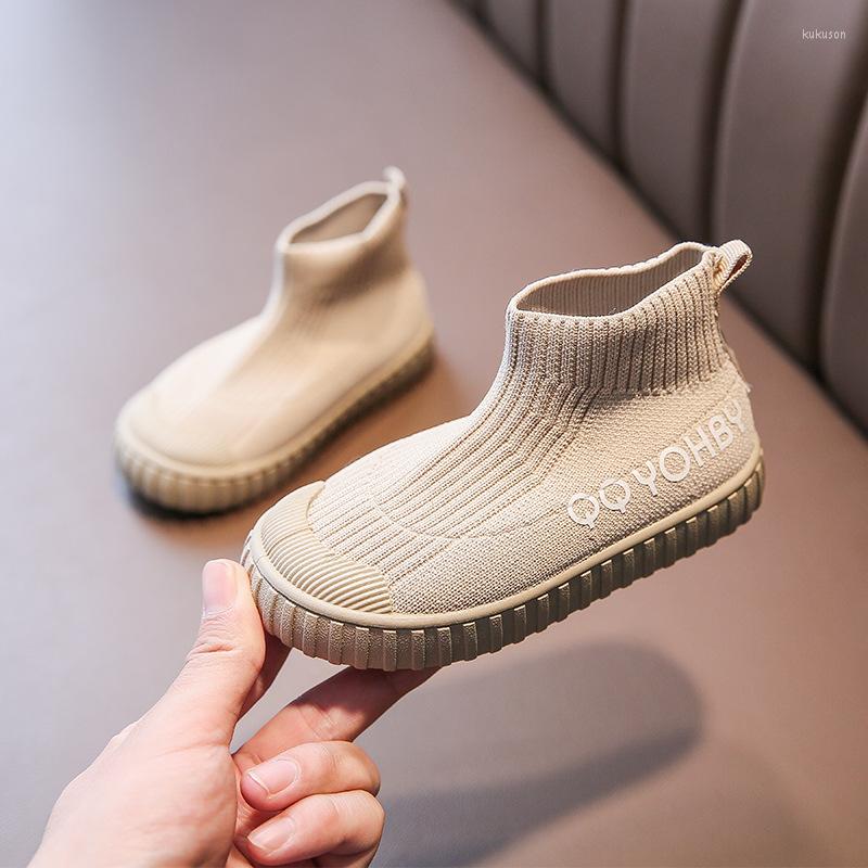 

Athletic Shoes Kids Socks Overshoes Flying Knit Uppers 2022 Children's For Boys Girls Student Casual Sneakers Breathable Non-slip, Black