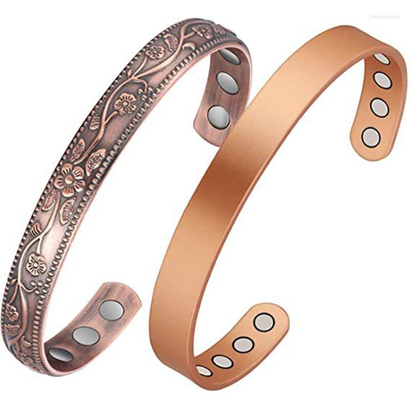 

Bangle Fashion Magnet Therapy Bracelet For Arthritis Pain Relief Cuff Health Healing Jewelry Flower Pattern Open Dropship