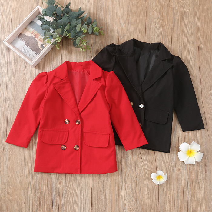 

Jackets Citgeett Autumn Solid Kids Girls Lapel Suit Tops Sweet Style Long Sleeve Double breasted Coat Casual Outwear Fall Clothes 221010