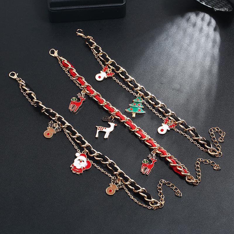 

Charm Bracelets European And American Christmas Bracelet Elk Santa Alloy Multi-layer Manufacturer Direct Sales