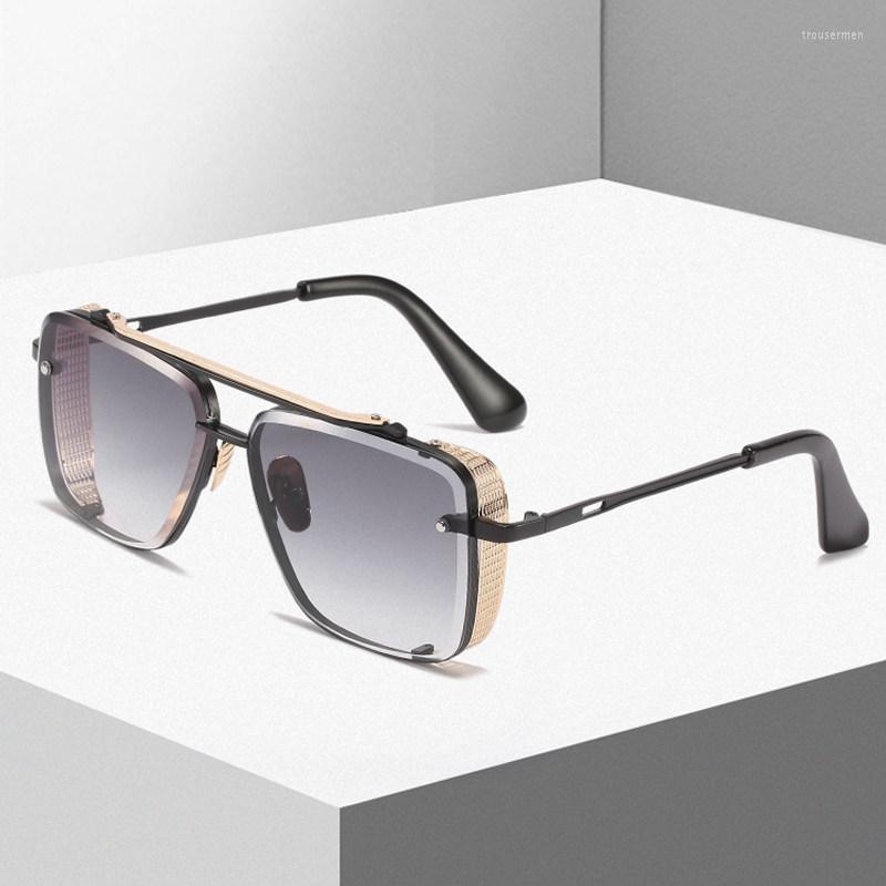 

Sunglasses Fashion Color Neon Sunset Gradient Metal Mesh Edge Retro Men And Women UV Protection Wholesale 2022Sunglasses