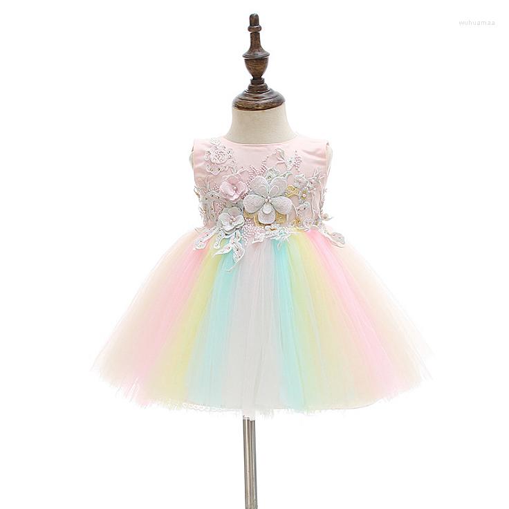 

Girl Dresses 5325 Retail Rainbow Embroidery Infant Toddler Princess Baby Girls Wedding Party Kids For Clothes, Multi