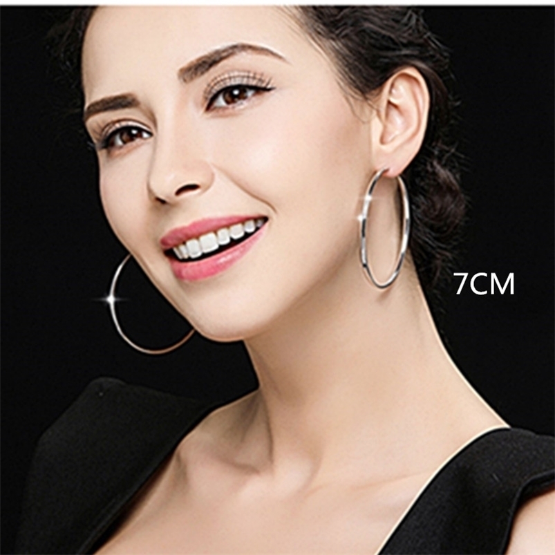 

Hoop Huggie 925 Sterling Silver Earrings Big for Women Platinum plated Ear Rings 221010