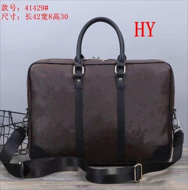 

Designer Bags Fashion Luxury New Briefcase Laptop Business Double leather Handbag Shoulder Messenger Bag Presbyopic Classic Bags #41122 #4020 #41429, Black grid # 4020