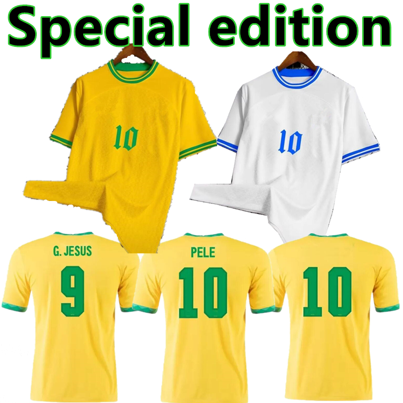 

2022 2023 BrazilS soccer jersey MARCELO PELE PAQUETA NERES COUTINHO FIRMINO JESUS VINI JR 22 23 BrasilS football shirt kids kit Men women 66, White