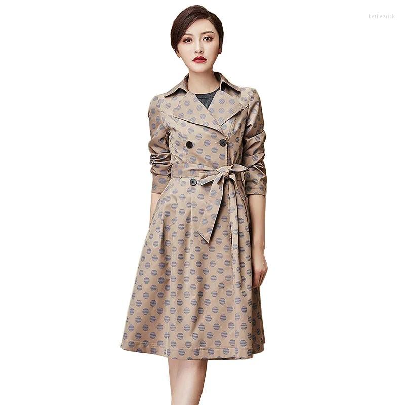 

Women's Trench Coats -6xl 2022 Autumn Womens Long Coat Female Double Breasted Windbreaker Korean Belted Ladies Outerwear, Blue