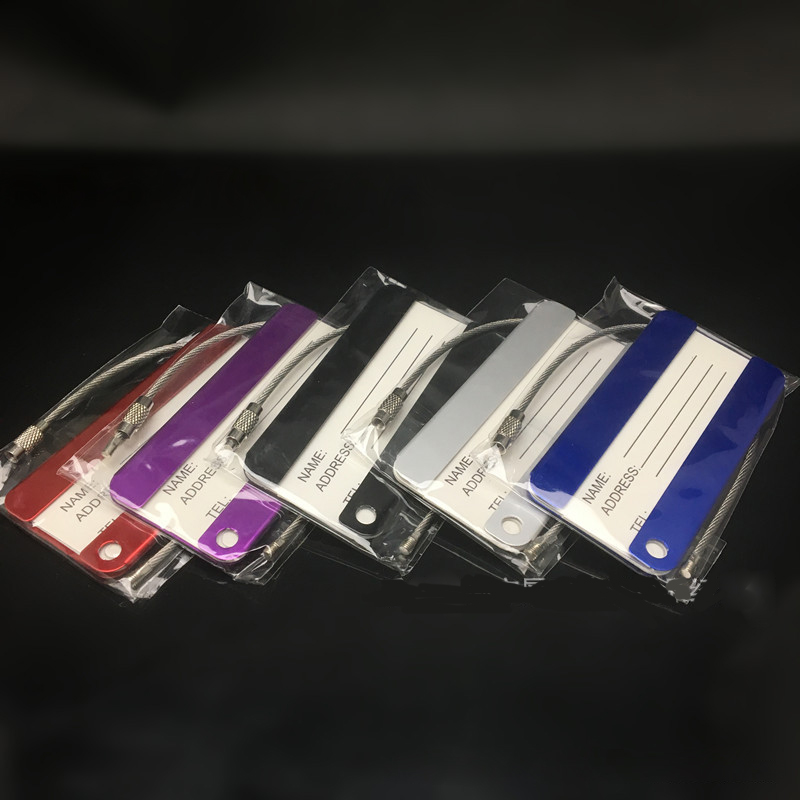 

DHL300pcs Bag Parts Luggage Tag Aluminum alloy Travel Accessories Suitcase Identifier Label Tags Name ID Address Holder