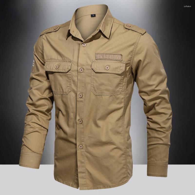 

Men's Jackets Autumn Shirts For Men Pocket Lapel Single-breasted Long Sleeve Warm Solid Color Casual Military Coats Chaquetas, Black