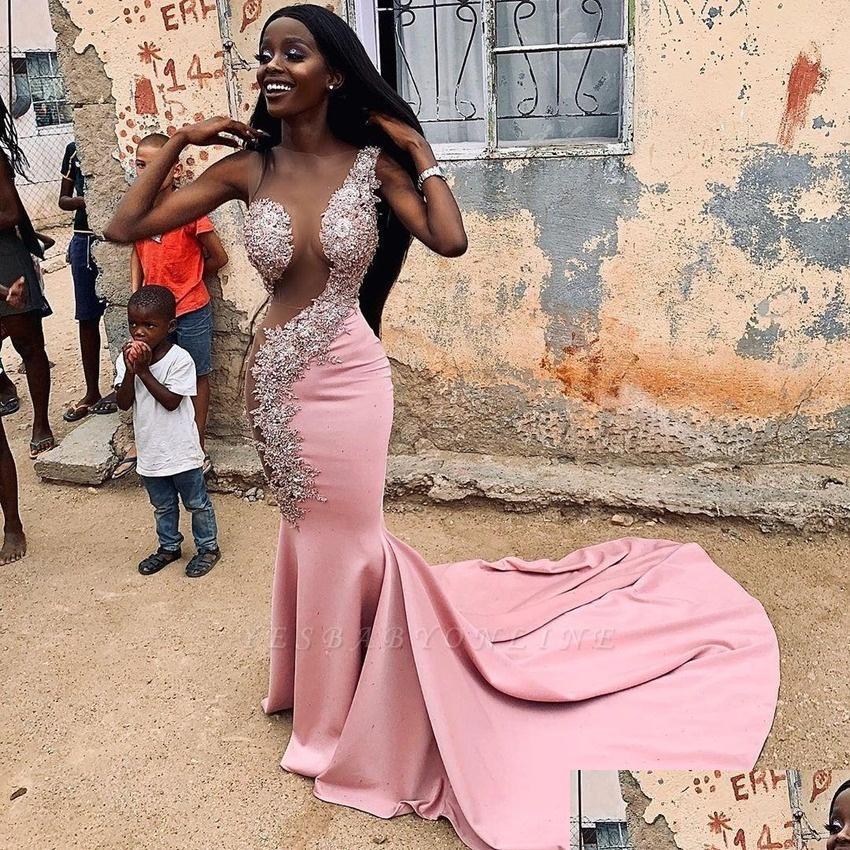 

Prom Dresses Sexy New Mermaid Black Girl Long Prom Dresses Sleeveless Crew Neck Sheer Bodice African Evening Party Gowns Bridegroomdh Dhil1, Daffodil