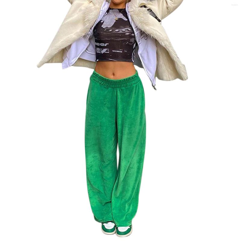 

Women' Pants Hirigin Fashion Women Harem Loose Plush Solid Color Straight Casual Party Street Wide-Leg Green Trousers For Dance