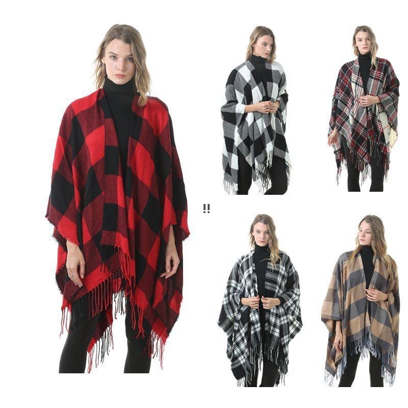 

Plaid Poncho Winter Check Wraps Pashmina Tassel Thick Shawl Cape Autumn Grid Blankets Scarves Classic Fringed Scarf by sea JNB16162