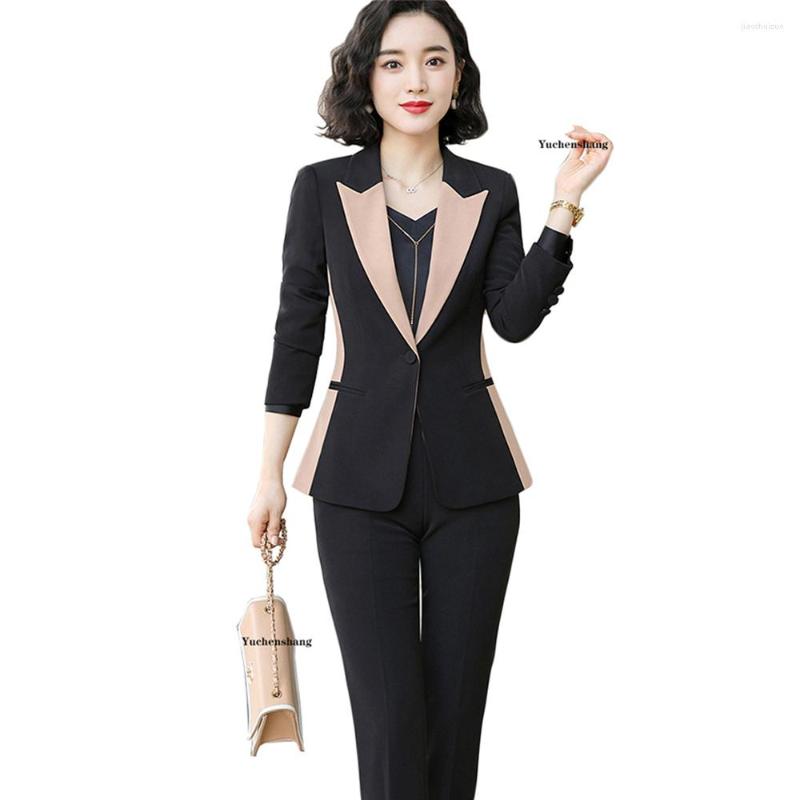 

Women' Two Piece Pants Office LadiesJacket And Pant Suit Fashion Women Female Formal Work Business 2 Set Blazer, Apricot 2 piece suit