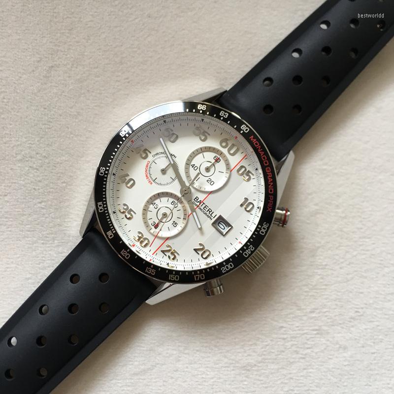 

Wristwatches Fashion Original Brand Men Chronograph Quartz Watch Full Stainless Steel Case With Rubber Strap Boy Clock Gifts, 01