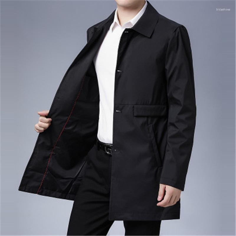

Men's Trench Coats 2022 Mens Windbreaker Long Coat Casual Loose Design Solid Men Korean Style Fashion Male Jackets Fall Spring Outwear, Gray