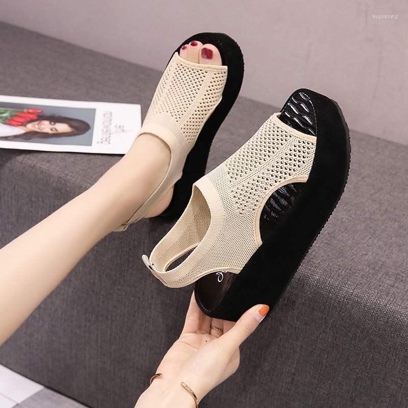 

Sandals Increasing Height Shoes Straps Slip-on Loafers Women's Clear Heels Flat Platform Female Shoe Wedge, Picture shown