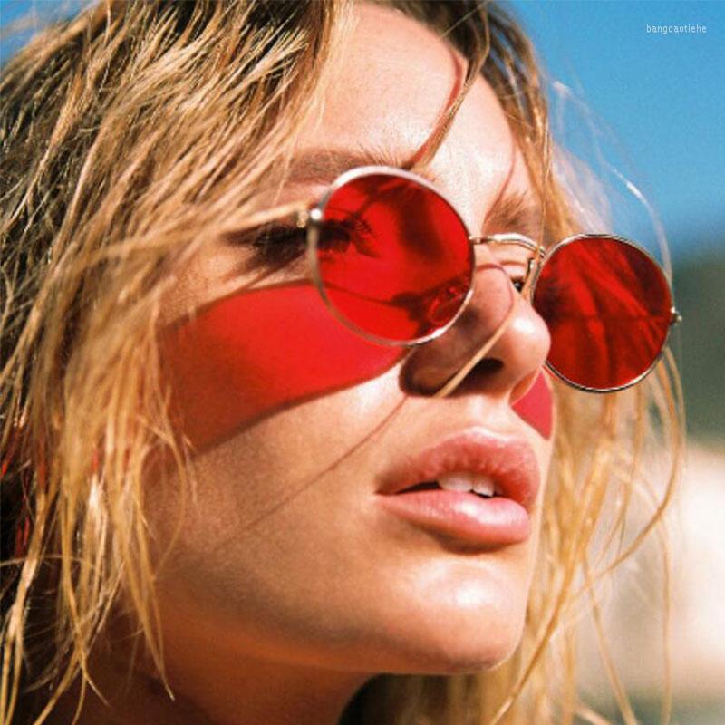 

Sunglasses Oval Small Size Gold Black Mirror Round Sun Glasses Women Vintage Red Designer Uv400