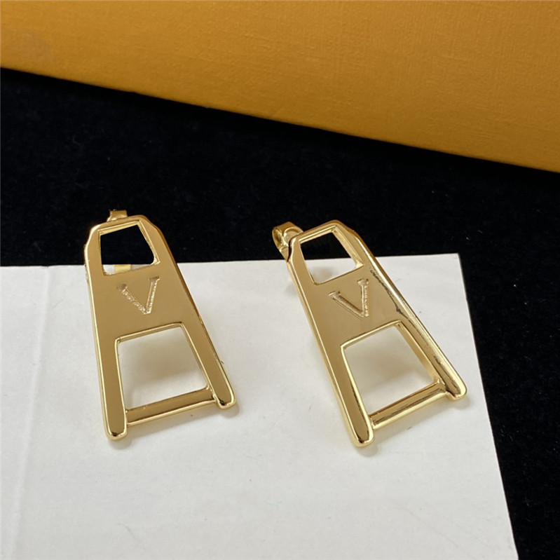 

Creative Designer Zipper Studs Charm Letter Embossed Stamps Eardops Women Sunflower Earrings With Box