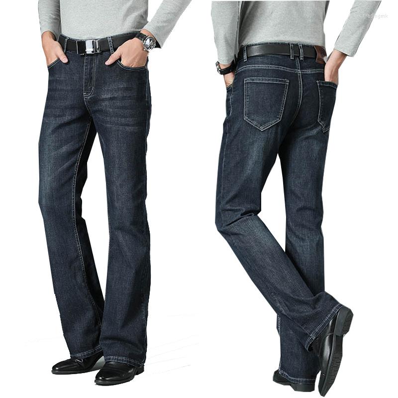 

Men's Jeans Men Mens Big Flared Boot Cut Leg Loose Fit High Waist Male Designer Classic Denim Size -38 40, Dark blue
