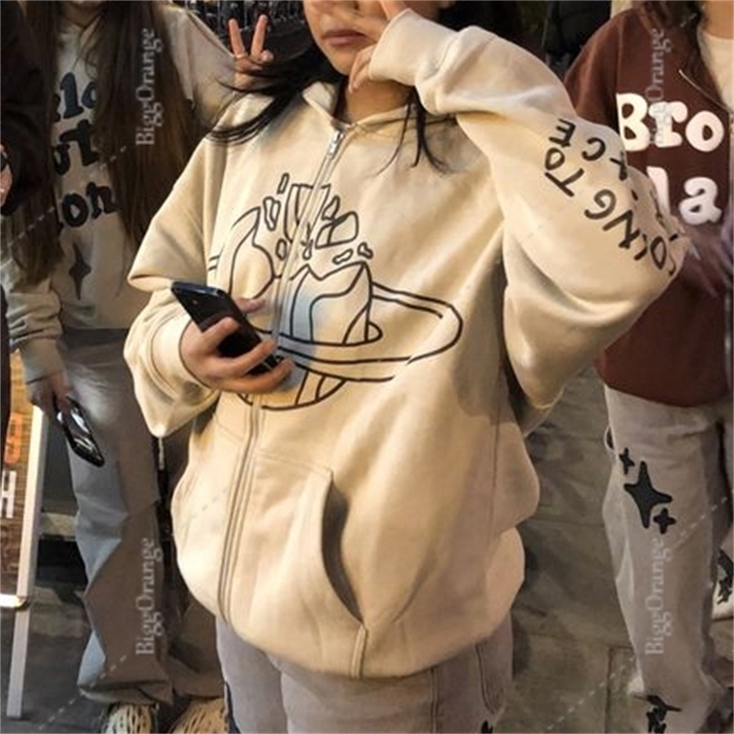 

Womens Hoodies Sweatshirts Premium Zip Hoodie Planet Print Graphic Hoodie Harajuku Sweatshirt Ladies Streetwear Couple Top Hoodie goth hoodies women 221010