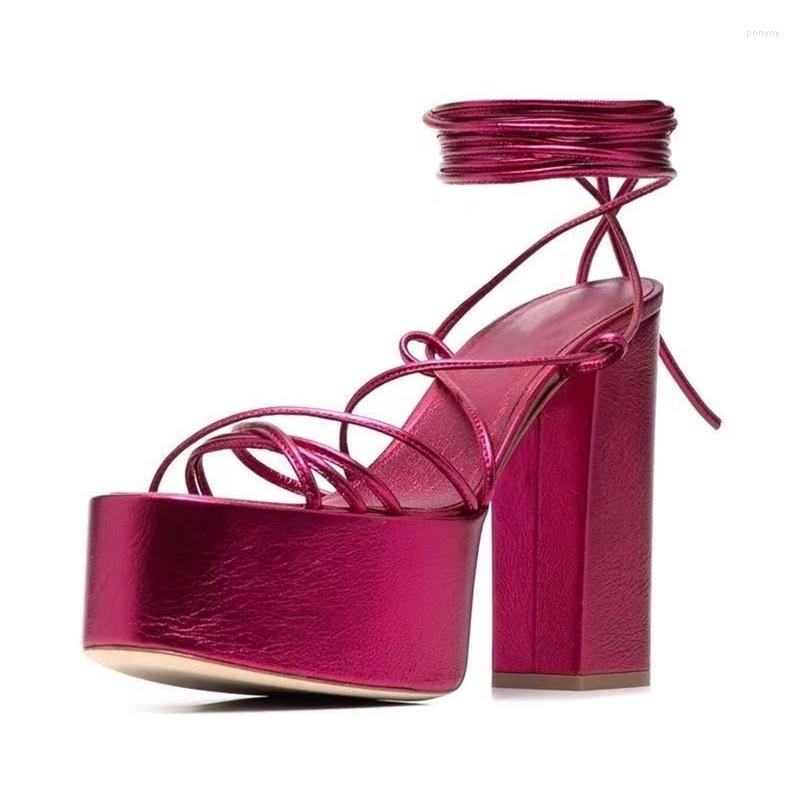 

Sandals Platform Girl's Dress High Heeled Solid Lace Up Round Toe Chunky Heel Fashion Gladiator Snake Print Big Size 43, Black