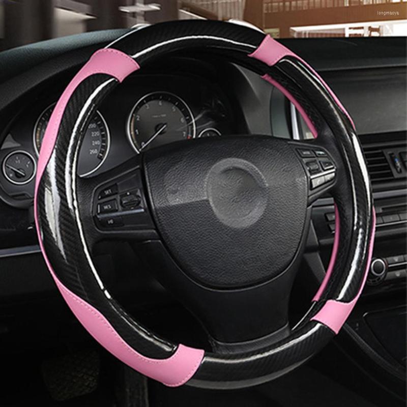 

Steering Wheel Covers Carbon Fiber Stitching Cover Dia 38cm Accessories Non-slip Fashion