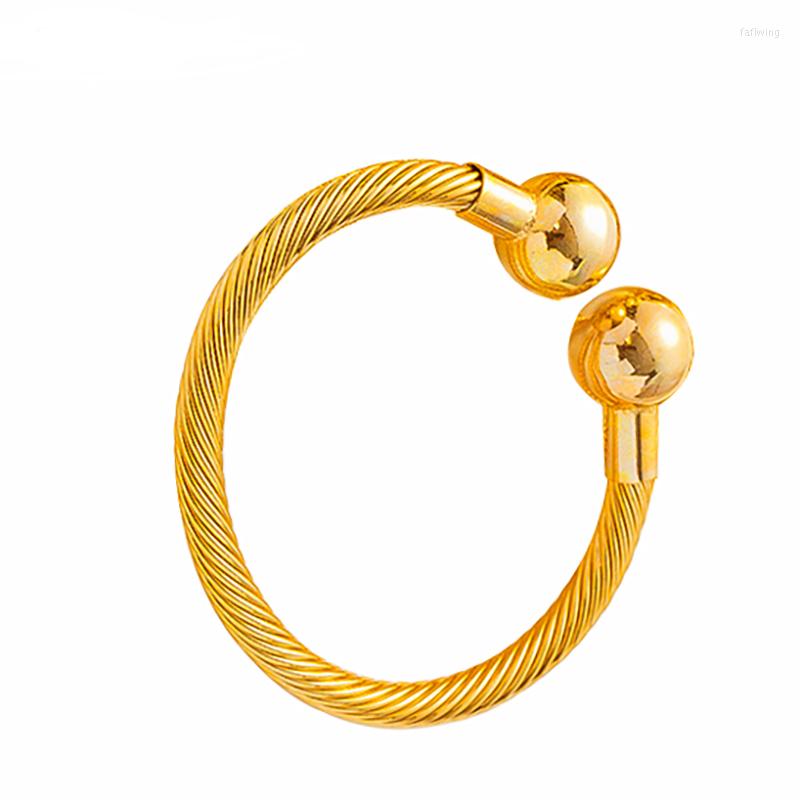

Bangle 1pcs 3MM Bangles For Women Dubai Gold Bracelets&Bangles Copper Ball Cuff Bridal Jewelry
