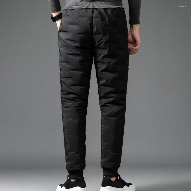 

Men's Pants Long Trousers Cotton Padded Male Coldproof Mid Waist Warm Men, Black