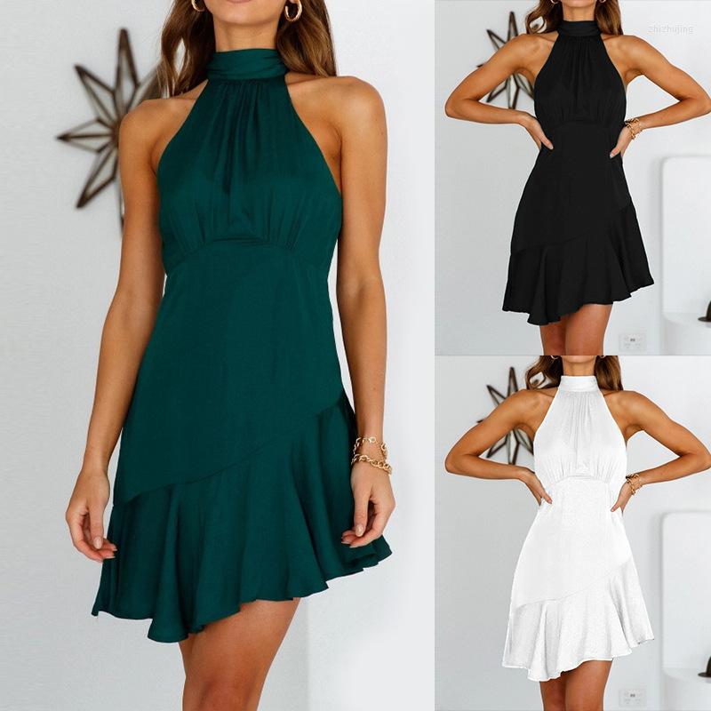 

Women' Vests 2022 Women' Dress Sexy High Waist Neck Solid Irregular Skirt, Black