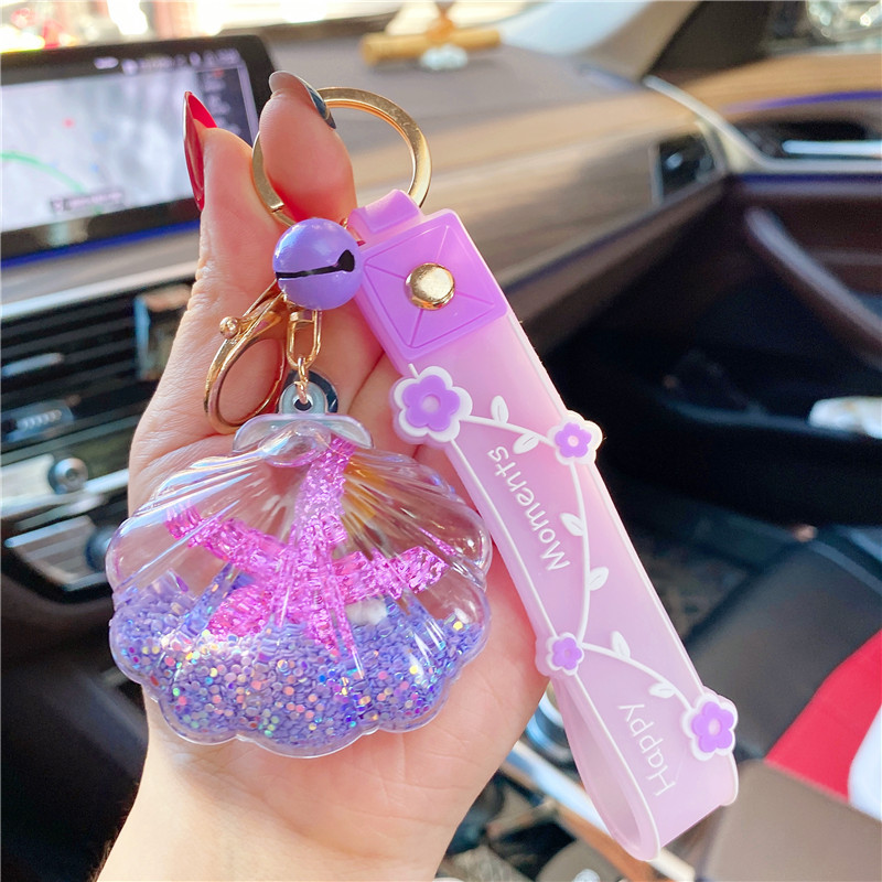 

Keychains Creative ins Starfish floating bottle acrylic into oil quicksand car keyring student backpack small gift pendant cartoon key pvc decoration