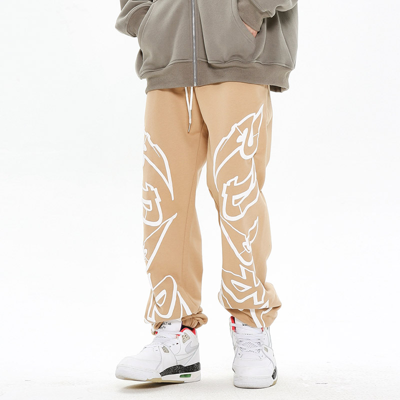 

High Street Pants Joggers Terry Drawstring Sweatpants Men's Straight Baggy Casual Track Pants Trousers