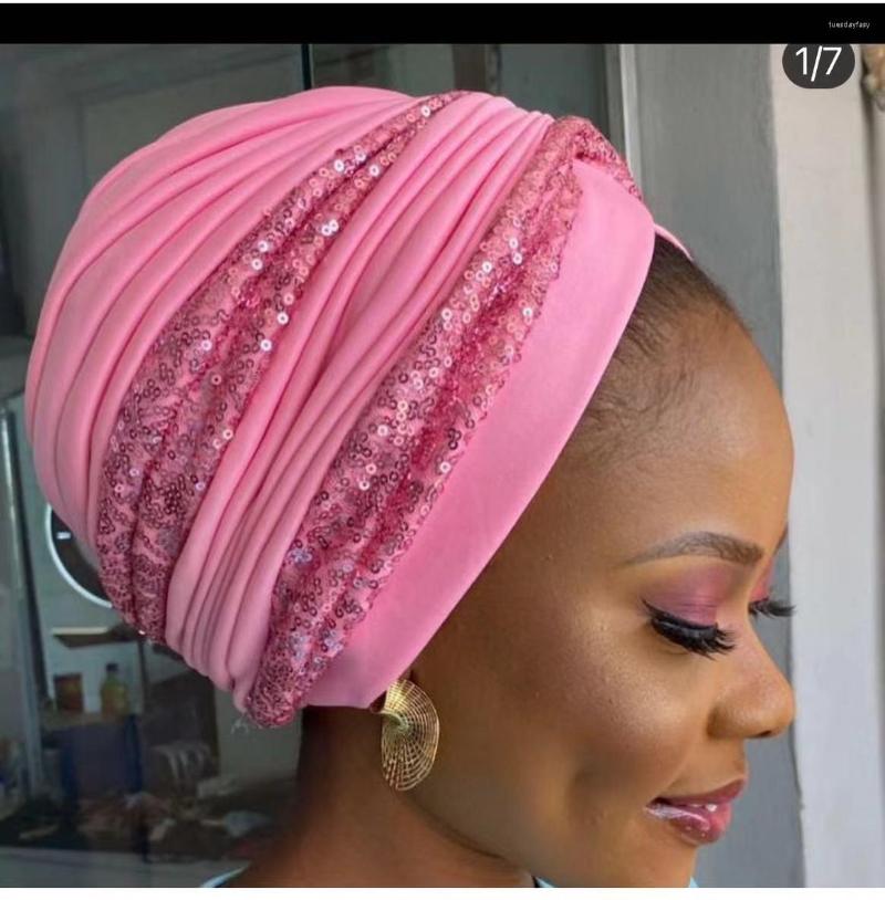 

Ethnic Clothing 2022women's Sequined Watermelon Hat African Toe Cap Muslim Islamic Turban Bonnet Arab Wrap Hijab Accessories