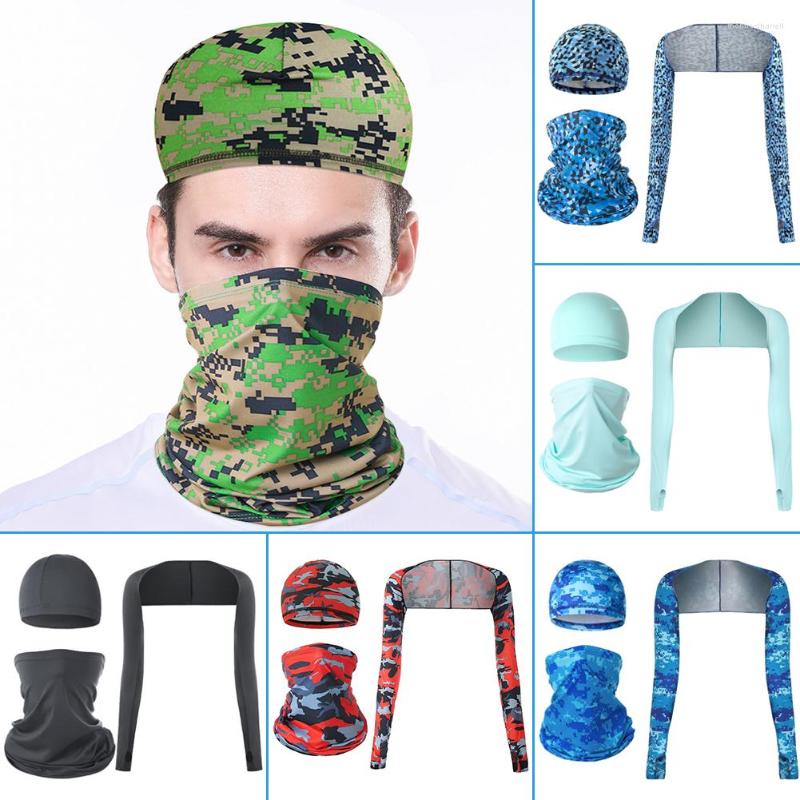 

Bandanas Sunscreen Arm Sleeves Kerchief Set With Outdoor Cycling Mask Sun Cap Summer Breathable Scarf Anti-UV Fishing Bandana