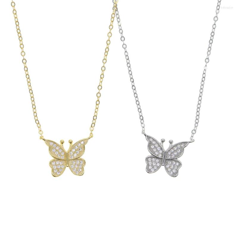 

Chains High Quality 925 Sterling Silver Cz Butterfly Necklace S925 Fashion Women Jewelry