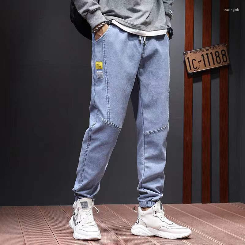 

Men's Jeans Men Goth Pants Harem Denim 2022 Spring Summer Hip Hop Cargo Pockets Loose Trousers Blue Gray Big Size M-5XL, Black