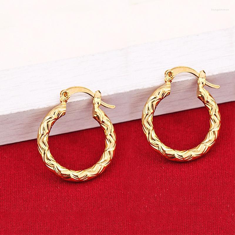 

Hoop Earrings Gold Color For Womens French Temperament Carved Ear Fashion Trend Anniversary Party Gift Jewelry Hoops Earring
