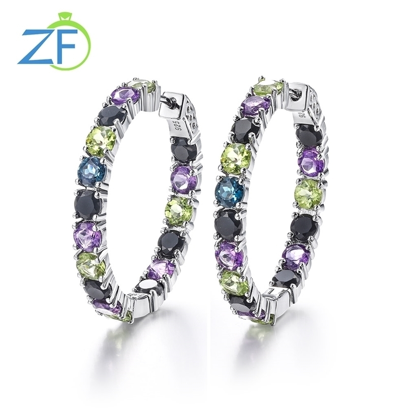 

Hoop Huggie GZ ZONGFA Fashion Natural Blue Topaz Amethyst Gem Custom Jewelry 925 Sterling Silver Large Earrings Women 221010