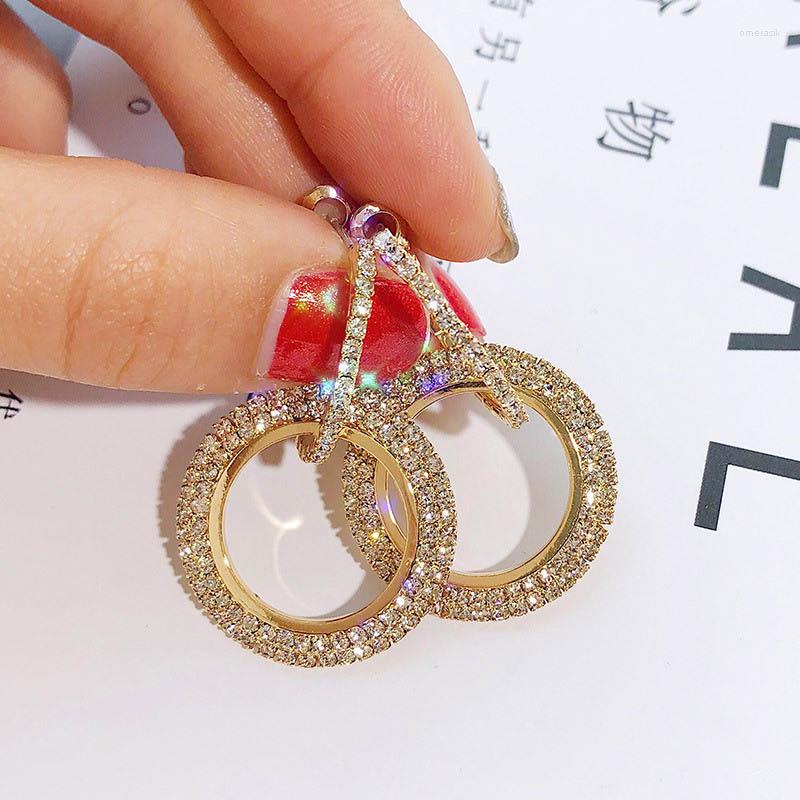 

Dangle Earrings Elegant OL Style For Women Fashion Women's Crystal Geometric Round Statement Earring Eardrop